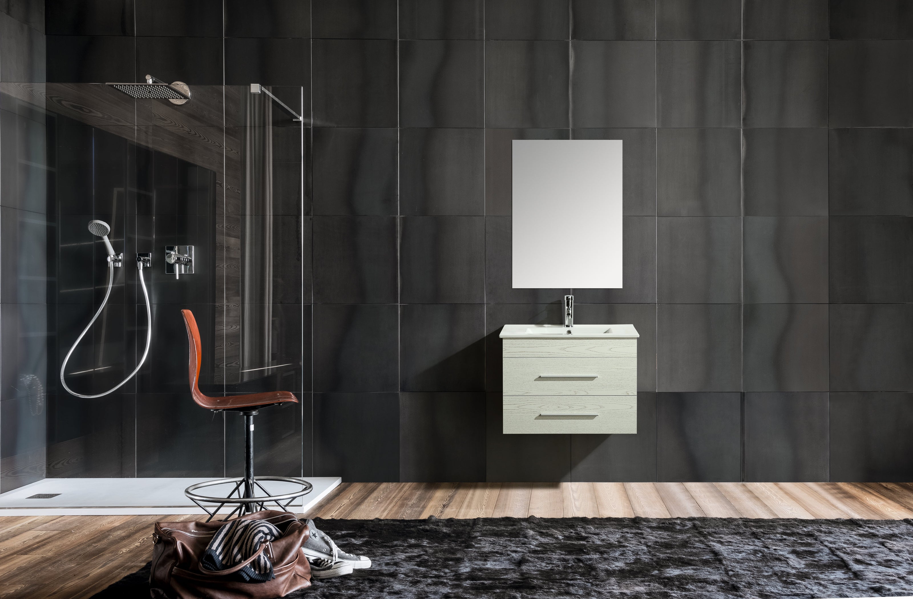Mobile Arredo Bagno Saturno 70 cm Sospeso Moderno Bianco