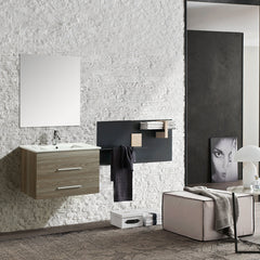 Mobile Arredo Bagno Giove 80 cm Sospeso Moderno Rovere