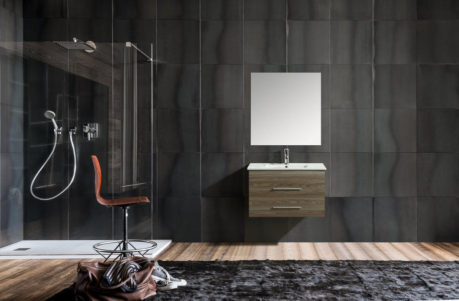 Mobile Arredo Bagno Giove 80 cm Sospeso Moderno Rovere