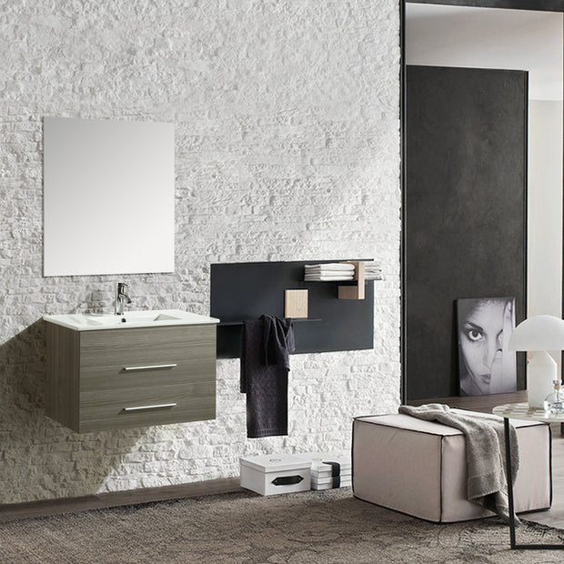 Mobile Arredo Bagno Giove 80 cm Sospeso Moderno Grigio