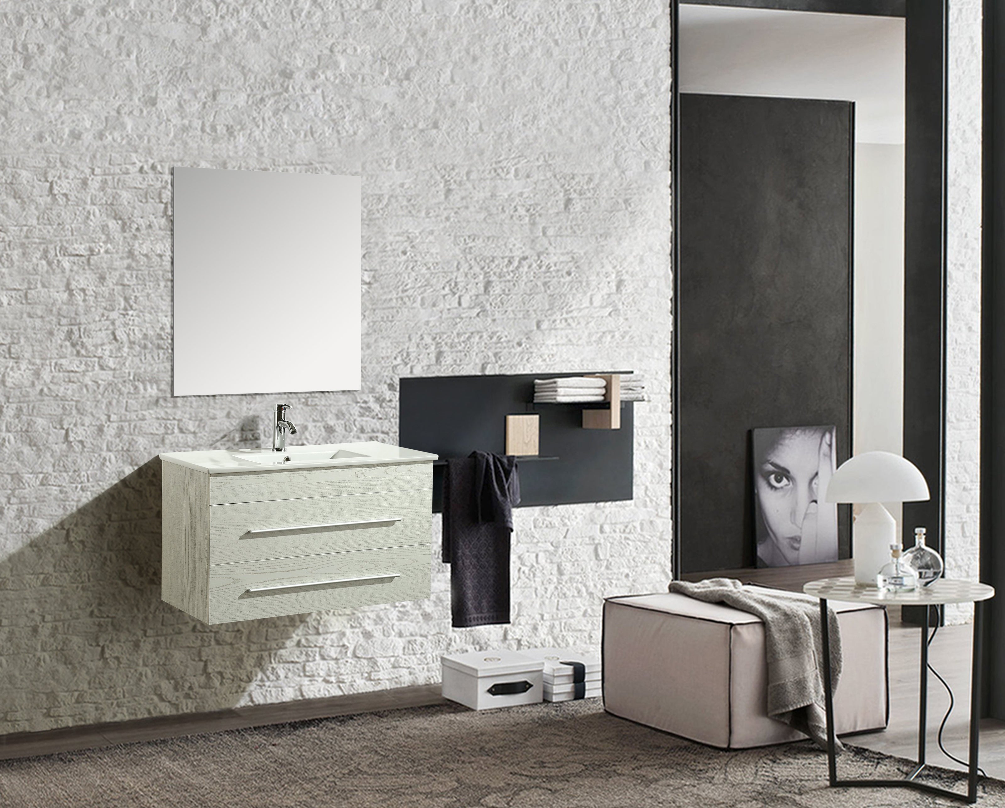 Mobile Arredo Bagno Angy 90 cm Sospeso Moderno Bianco