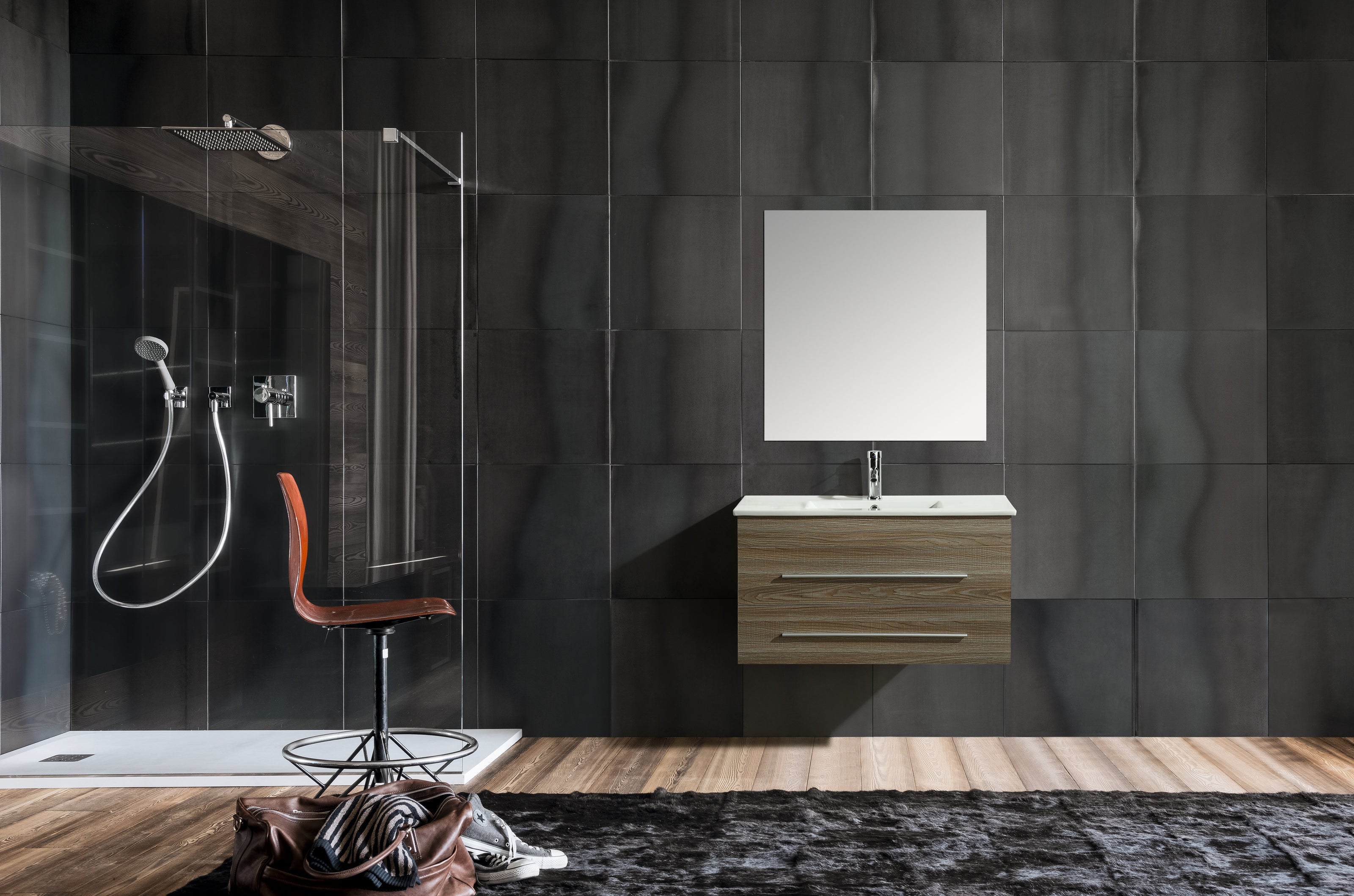 Mobile Arredo Bagno Angy 90 cm Sospeso Moderno Rovere