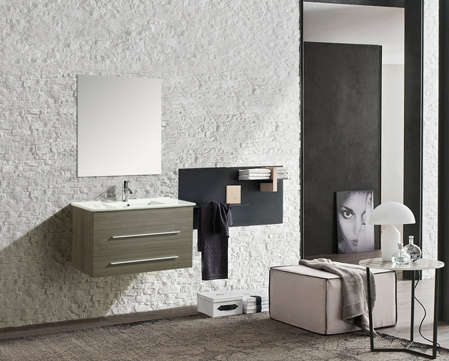 Mobile Arredo Bagno Angy 90 cm Sospeso Moderno Grigio