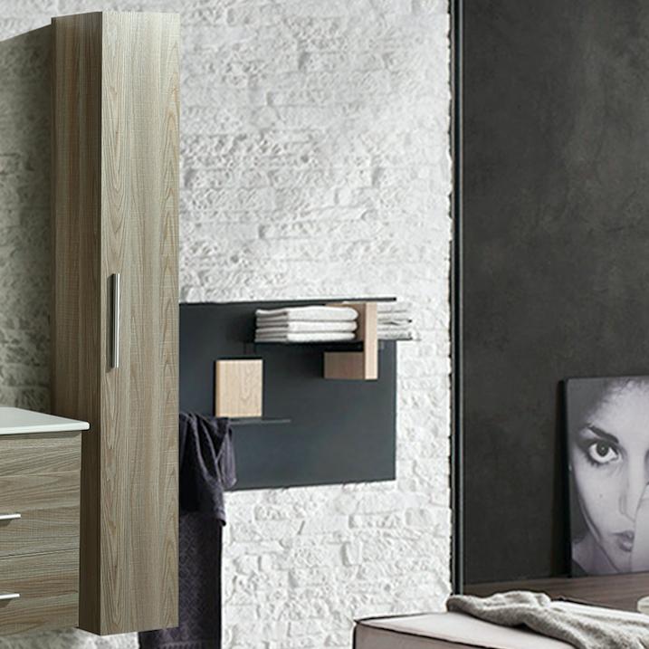 Colonna Arredo Bagno 25x22x160 cm Sospesa Moderna Rovere