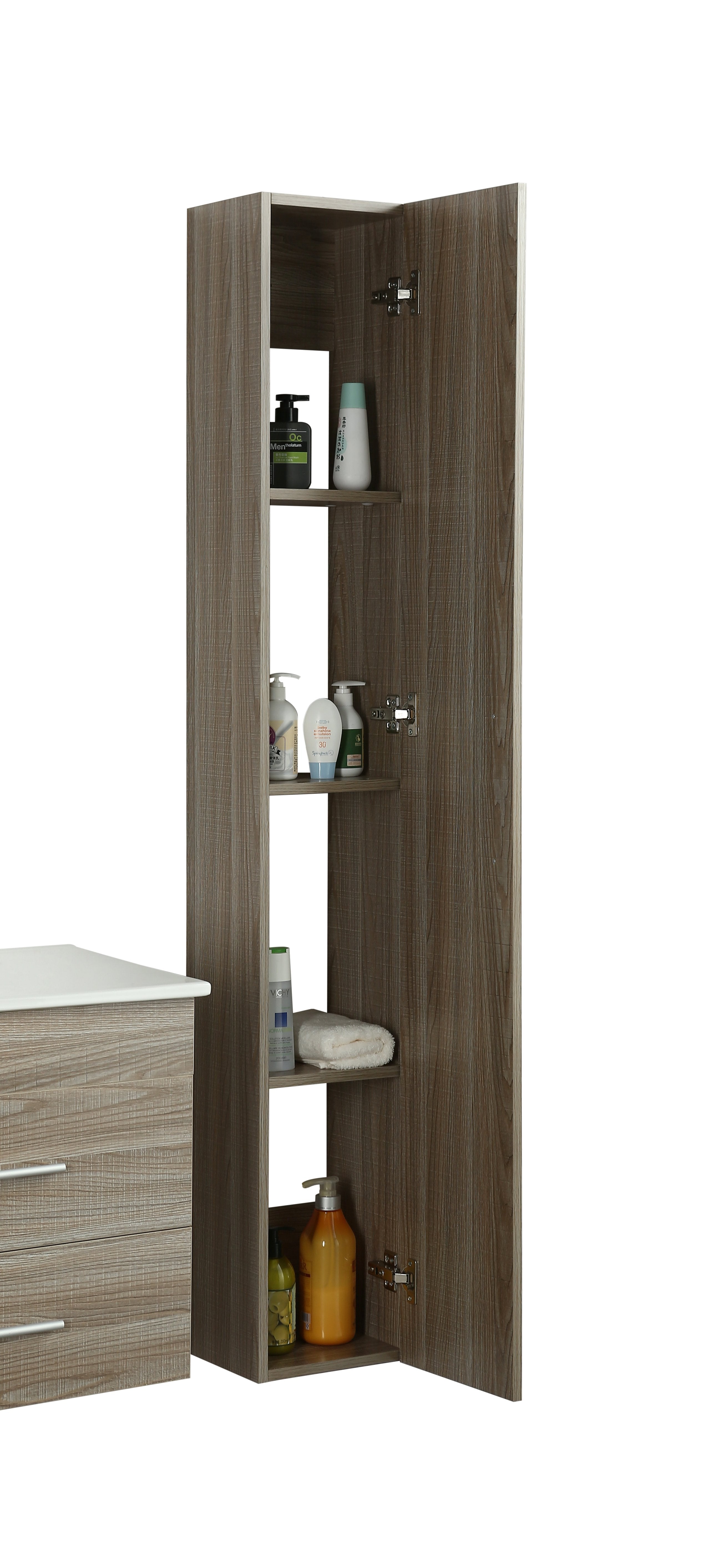 Colonna Arredo Bagno 25x22x160 cm Sospesa Moderna Rovere