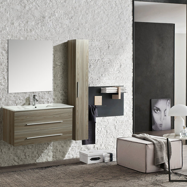 Mobile Arredo Bagno Urban 100 cm Sospeso Moderno Rovere