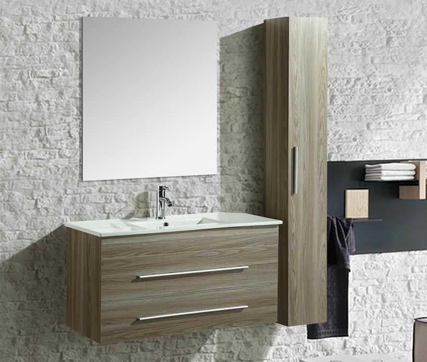 Mobile Arredo Bagno Urban 100 cm Sospeso Moderno Rovere