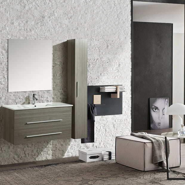 Mobile Arredo Bagno Urban 100 cm Sospeso Moderno Grigio