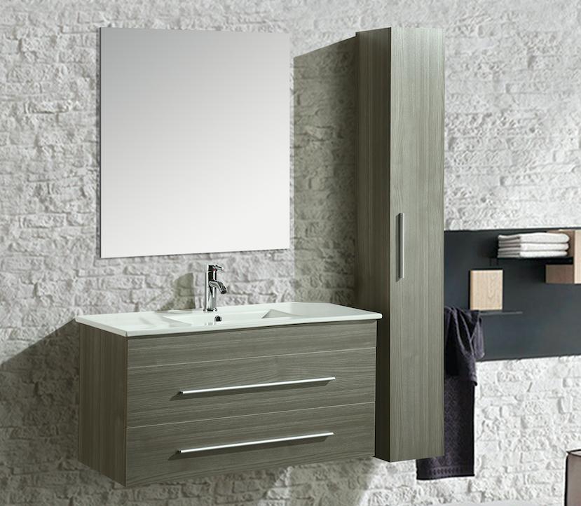 Mobile Arredo Bagno Urban 100 cm Sospeso Moderno Grigio