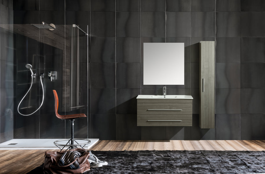 Mobile Arredo Bagno Urban 100 cm Sospeso Moderno Grigio