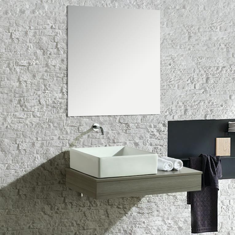Mobile Arredo Bagno British 85 cm Sospeso di Design Grigio