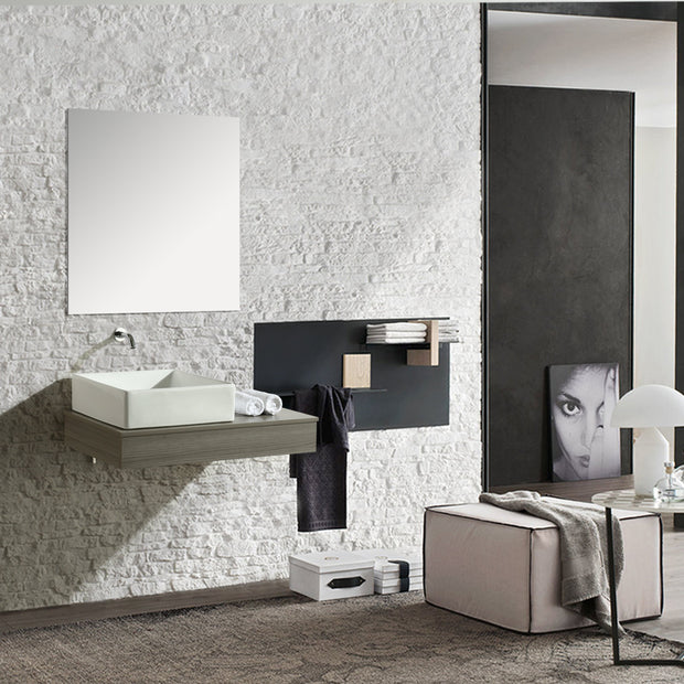Mobile Arredo Bagno British 85 cm Sospeso di Design Grigio