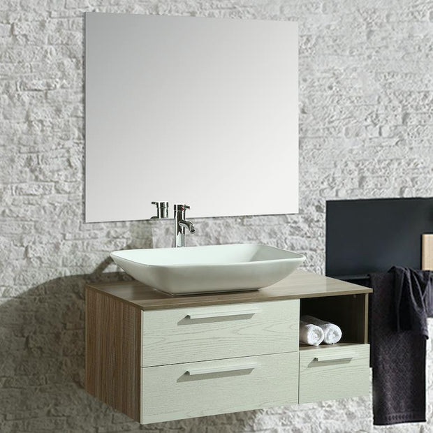Mobile Arredo Bagno London 100 cm Sospeso di Design Rovere-bianco