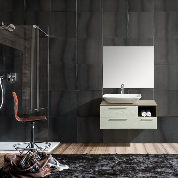 Mobile Arredo Bagno London 100 cm Sospeso di Design Rovere-bianco