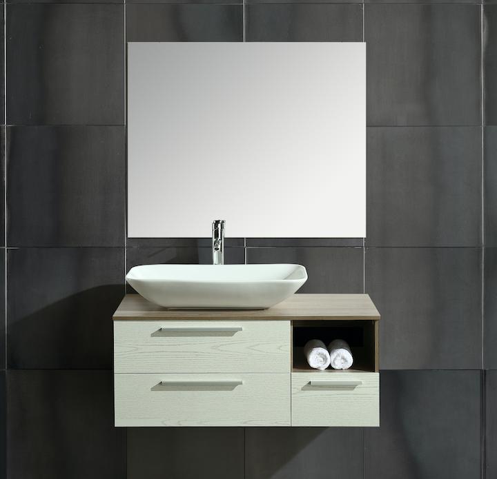 Mobile Arredo Bagno London 100 cm Sospeso di Design Rovere-bianco