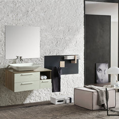 Mobile Arredo Bagno London 100 cm Sospeso di Design Rovere-bianco