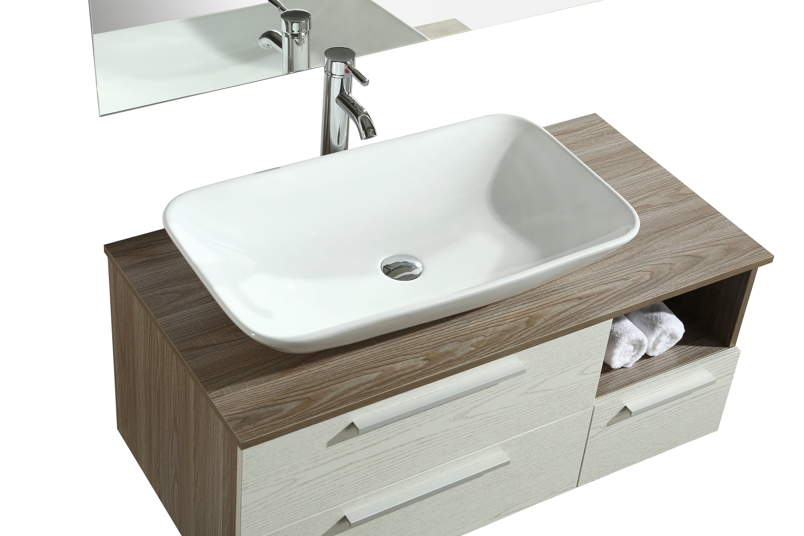 Mobile Arredo Bagno London 100 cm Sospeso di Design Rovere-bianco