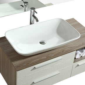 Mobile Arredo Bagno London 100 cm Sospeso di Design Rovere-bianco