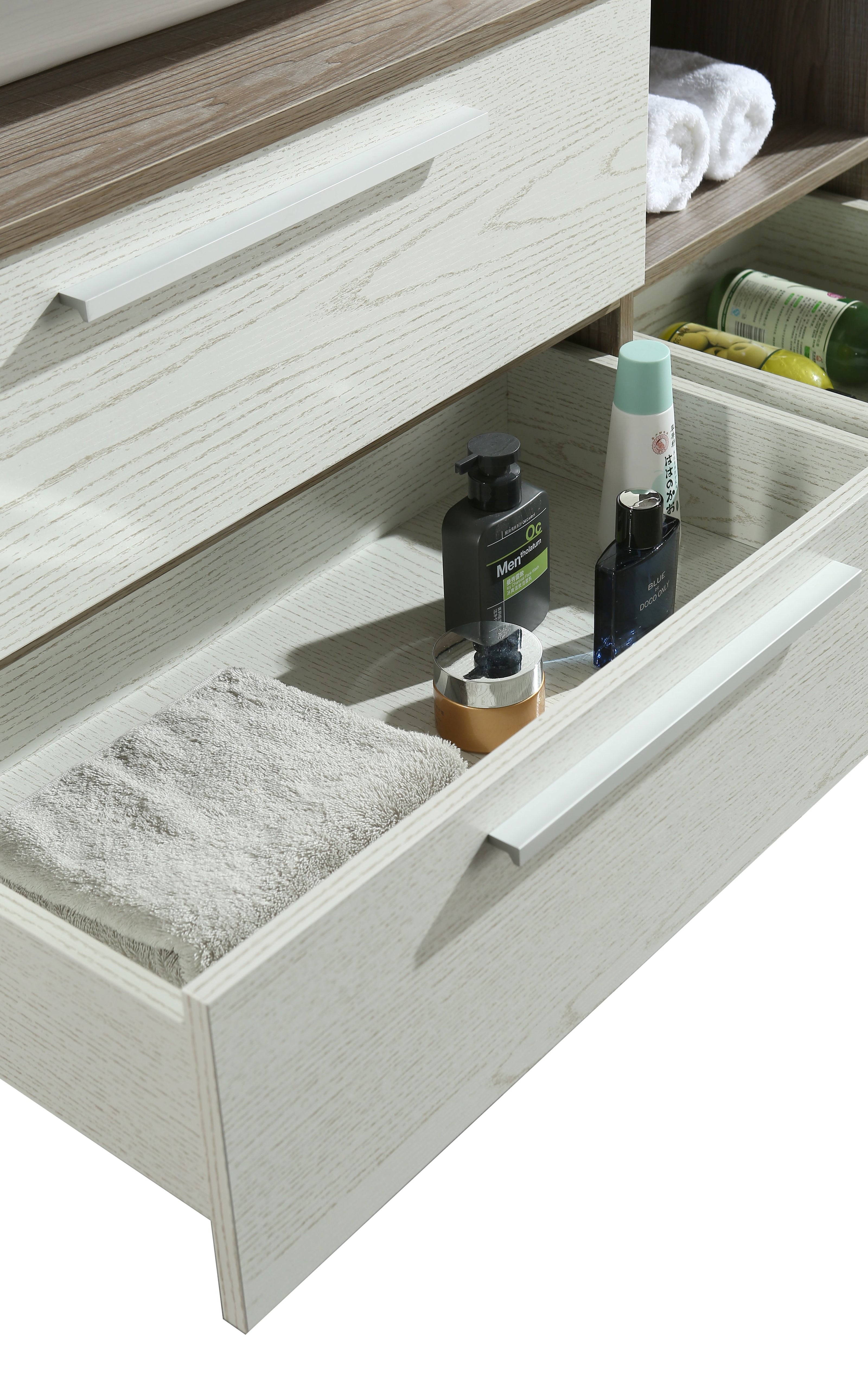 Mobile Arredo Bagno London 100 cm Sospeso di Design Rovere-bianco