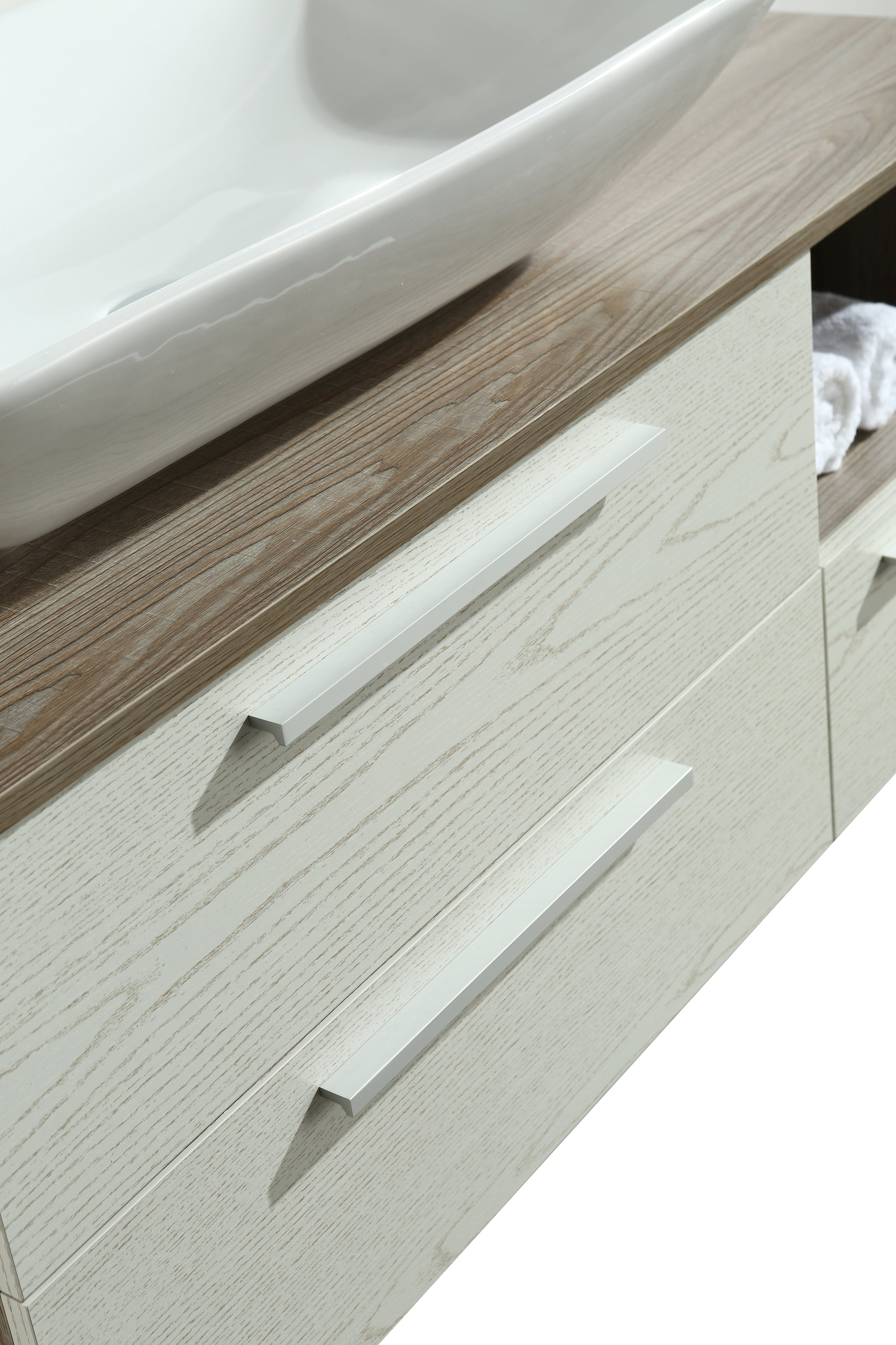 Mobile Arredo Bagno London 100 cm Sospeso di Design Rovere-bianco