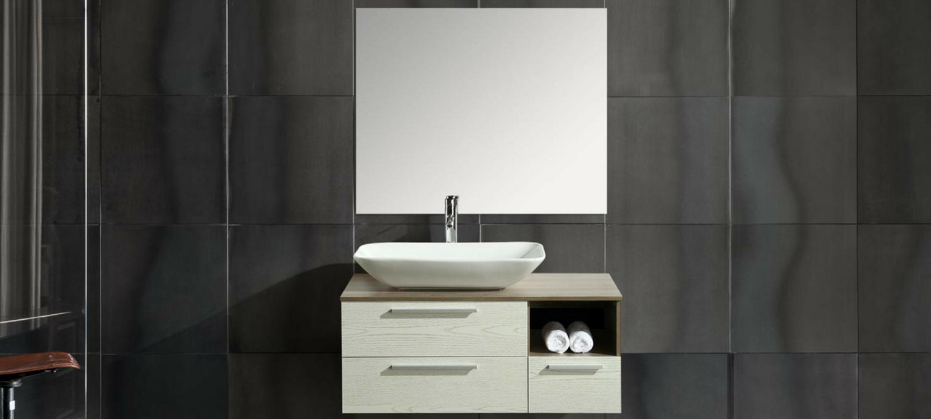 Mobile Arredo Bagno London 100 cm Sospeso di Design Rovere-bianco