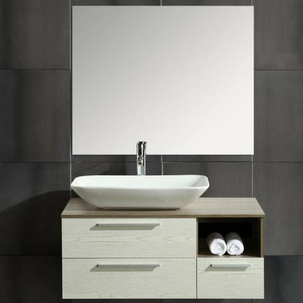 Mobile Arredo Bagno London 100 cm Sospeso di Design Rovere-bianco