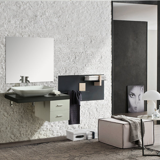 Mobile Arredo Bagno Picasso 100 cm Sospeso di Design Bianco-Nero
