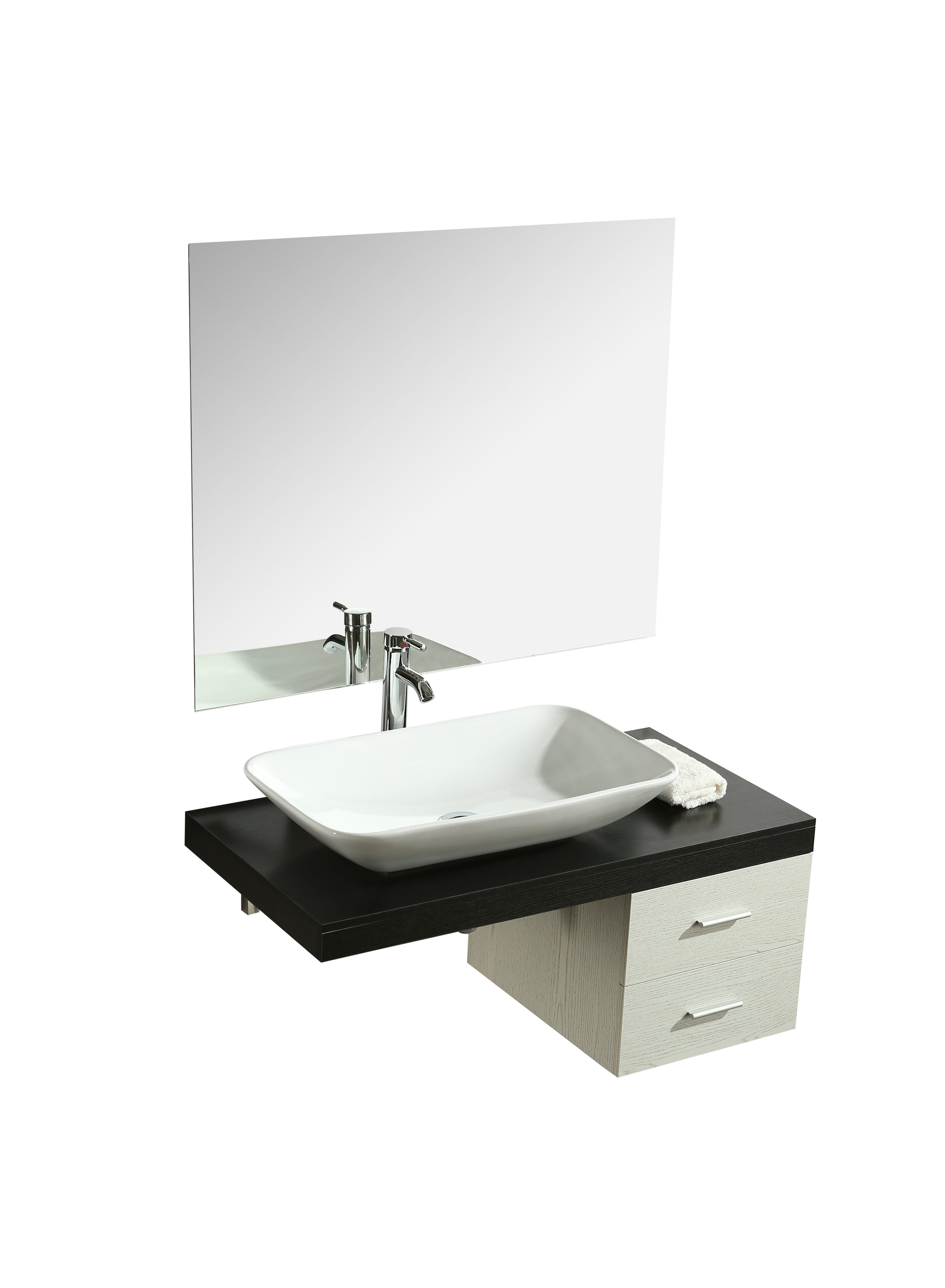 Mobile Arredo Bagno Picasso 100 cm Sospeso di Design Bianco-Nero