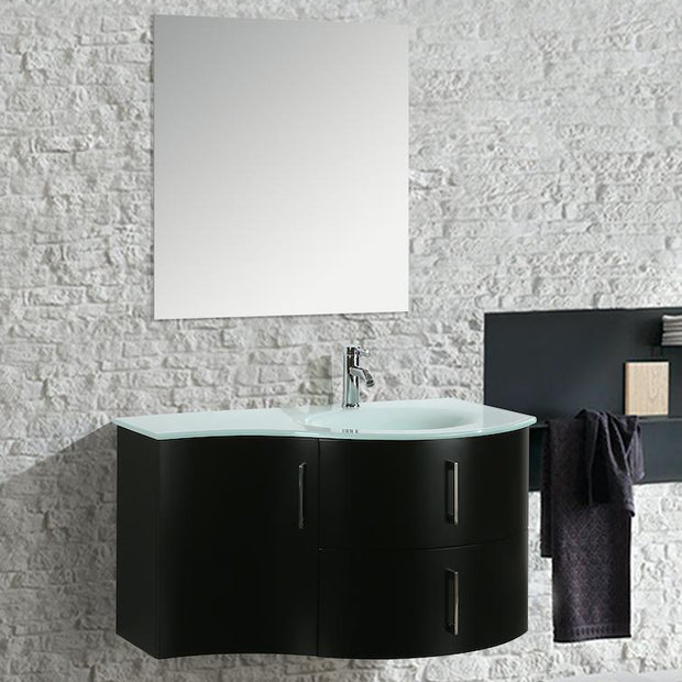 Mobile Arredo Bagno Kursal 104 cm Sospeso Nero Destro Moderno