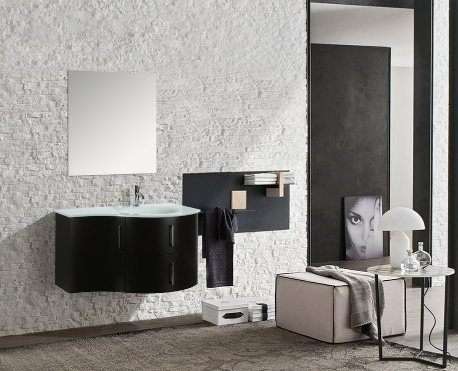 Mobile Arredo Bagno Kursal 104 cm Sospeso Nero Destro Moderno