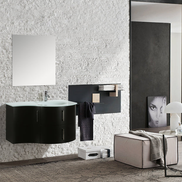 Mobile Arredo Bagno Kursal 104 cm Sospeso Nero Destro Moderno