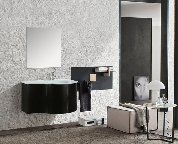 Mobile Arredo Bagno Kursal 104 cm Sospeso Nero Destro Moderno