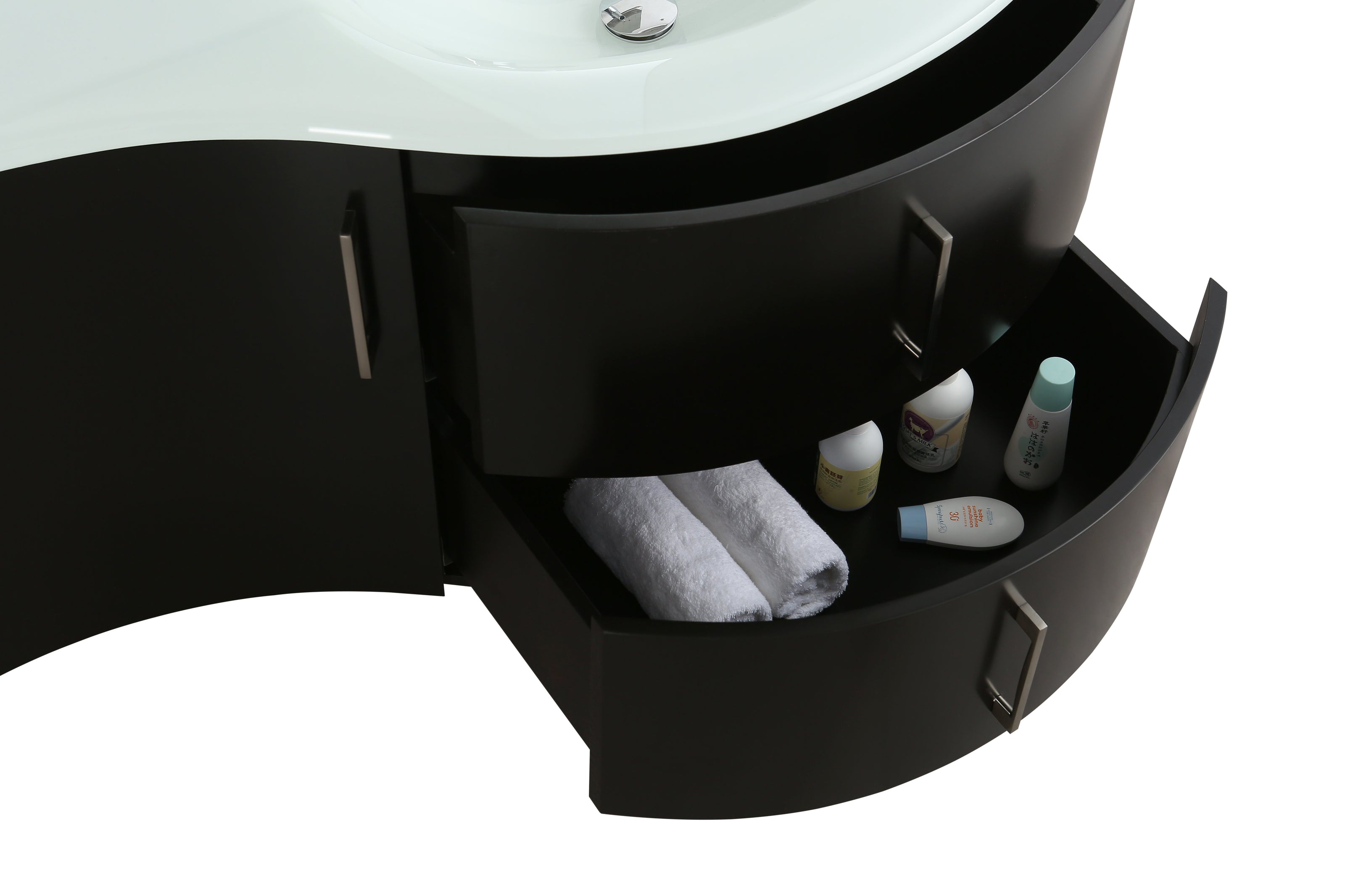 Mobile Arredo Bagno Kursal 104 cm Sospeso Nero Destro Moderno