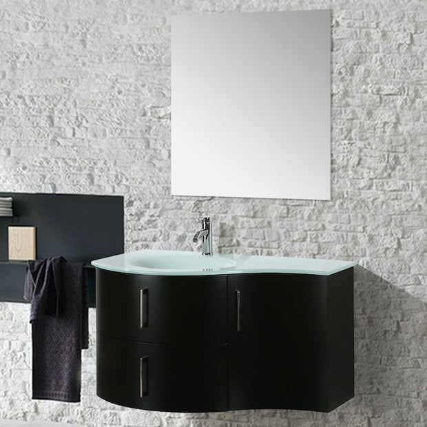 Mobile Arredo Bagno Kursal 104 cm Sospeso Nero Sinistro Moderno