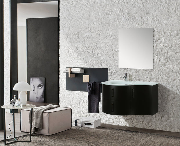 Mobile Arredo Bagno Kursal 104 cm Sospeso Nero Sinistro Moderno