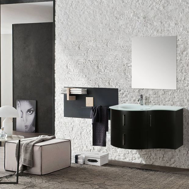 Mobile Arredo Bagno Kursal 104 cm Sospeso Nero Sinistro Moderno