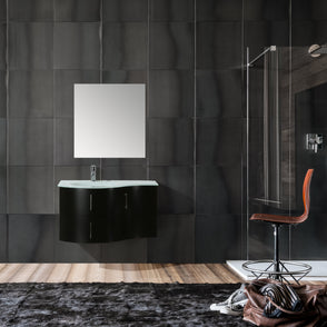 Mobile Arredo Bagno Kursal 104 cm Sospeso Nero Sinistro Moderno