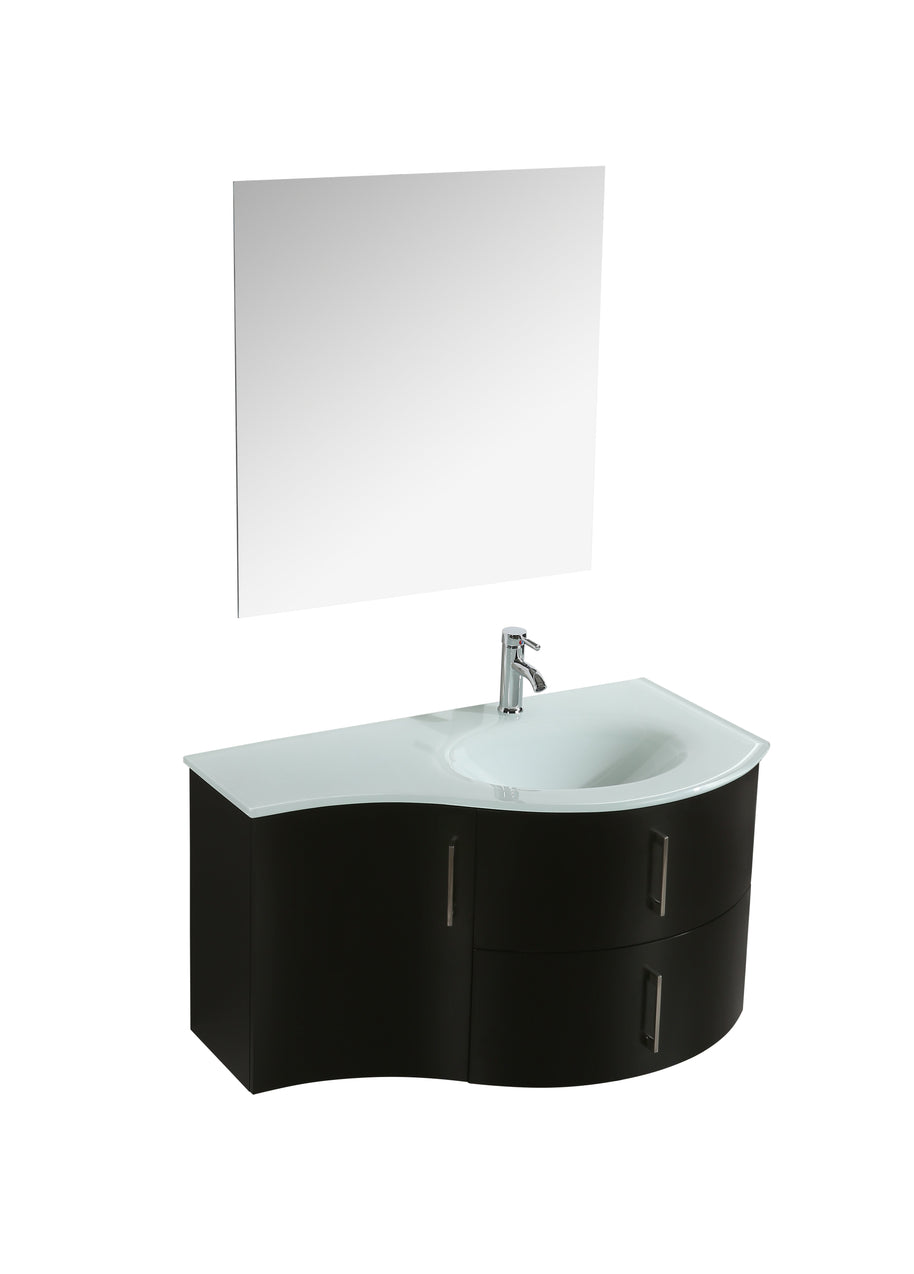 Mobile Arredo Bagno Kursal 104 cm Sospeso Nero Sinistro Moderno
