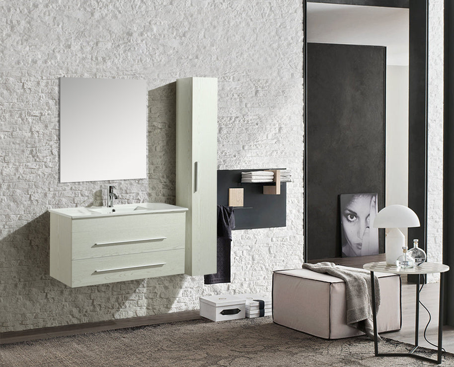 Mobile Arredo Bagno Urban 100 cm Sospeso Moderno Bianco
