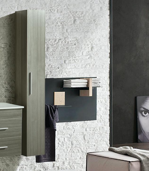 Colonna Arredo Bagno 25x22x160 cm Sospesa Moderna Grigia