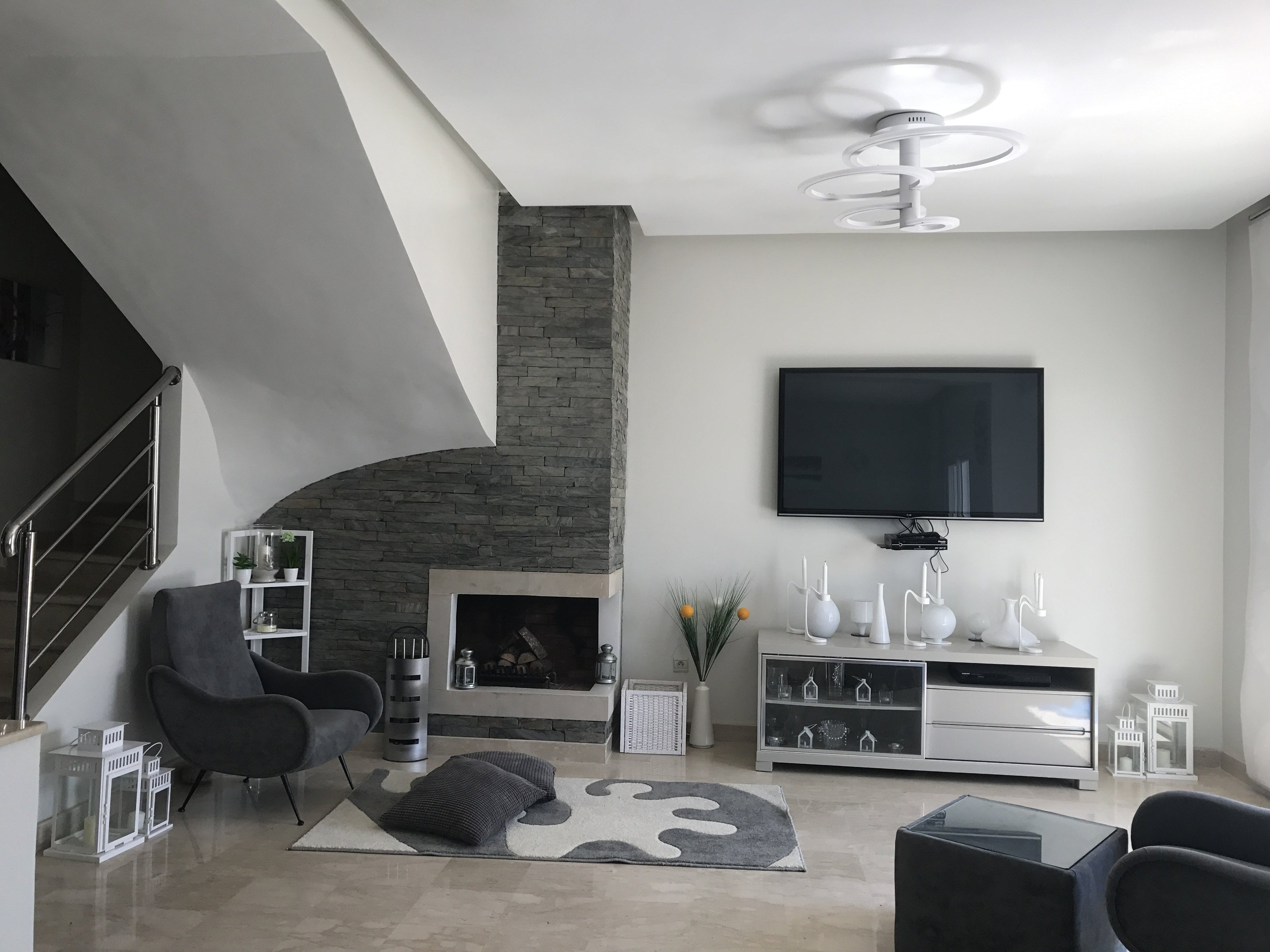 Lampadario a Led Round 4C di Design con Luce Calda Moderno