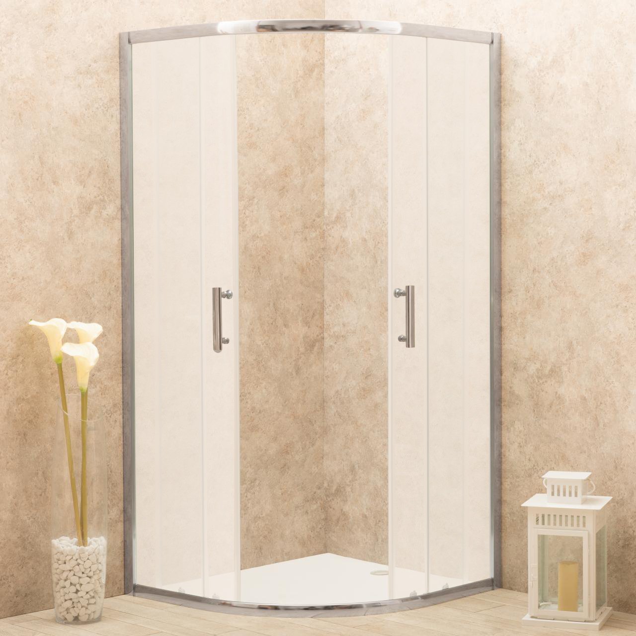 Box Doccia Itria 90x90cm Semicircolare Vetri Satinati 6mm