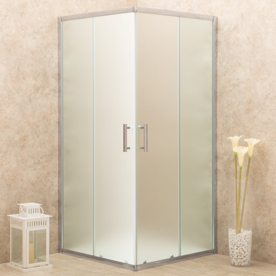 Cabina Doccia Vetri 6mm Frosted Telaio Alluminio 90x90