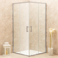 Cabina Box Doccia Vetri 6mm Trasparente Telaio Inox 90x90