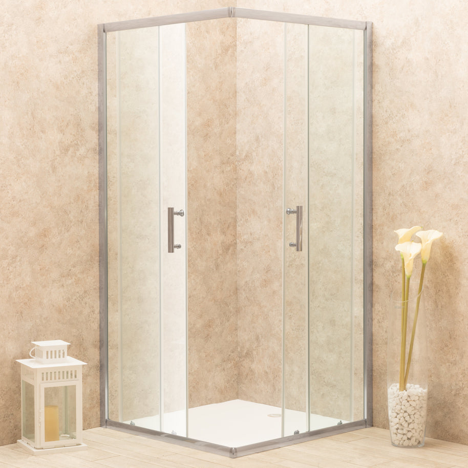 Cabina Box Doccia Vetri 6mm Trasparente Telaio Inox 90x90