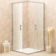 Cabina Box Doccia Vetri 6mm Trasparente Telaio Inox 90x90