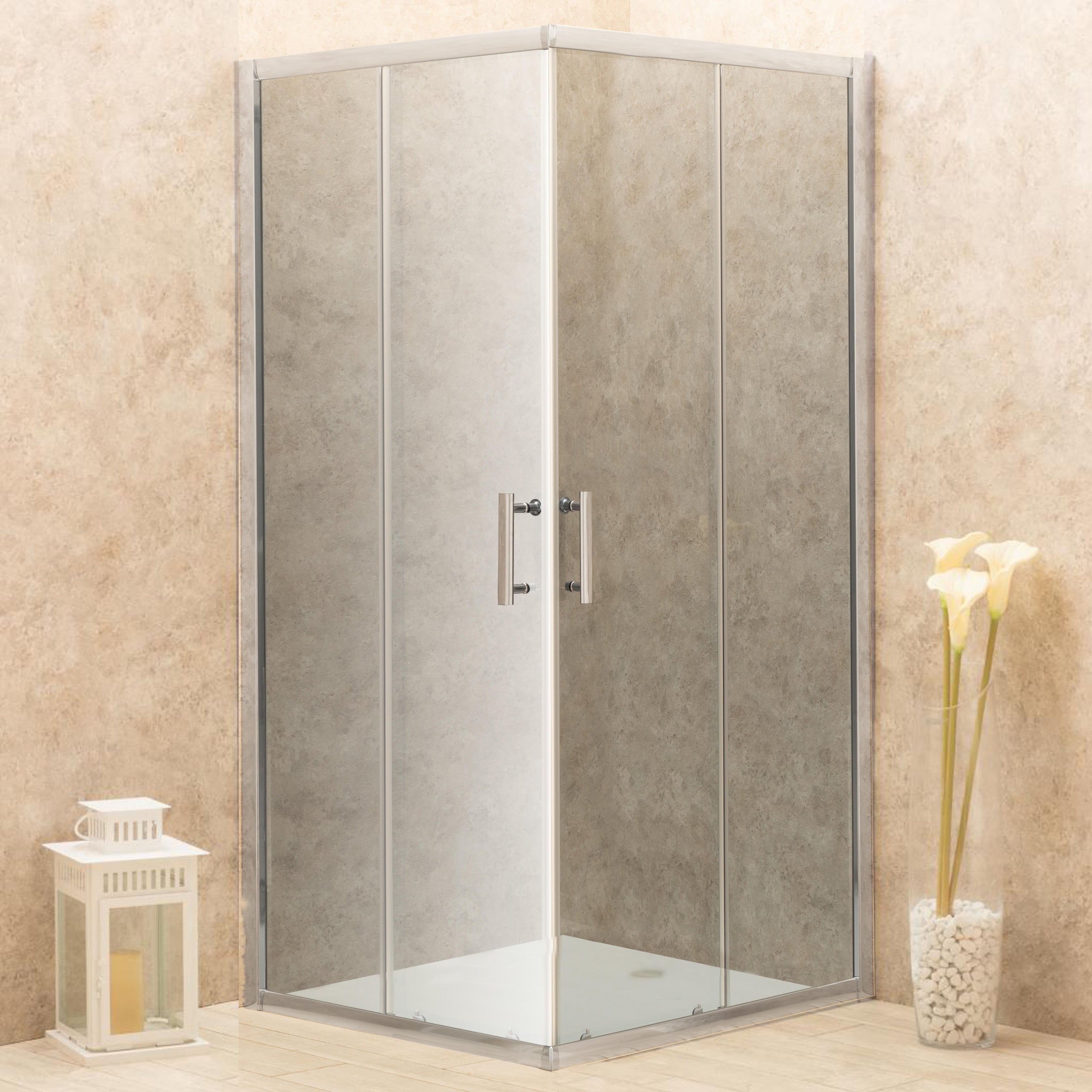 Cabina Box Doccia Vetri 6mm FUME' Telaio Alluminio 80x80