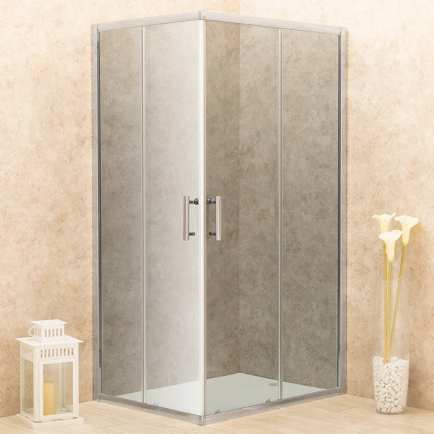 Doccia Itria 70x90cm Reversibile Vetri Fume' 6mm Telaio in Alluminio