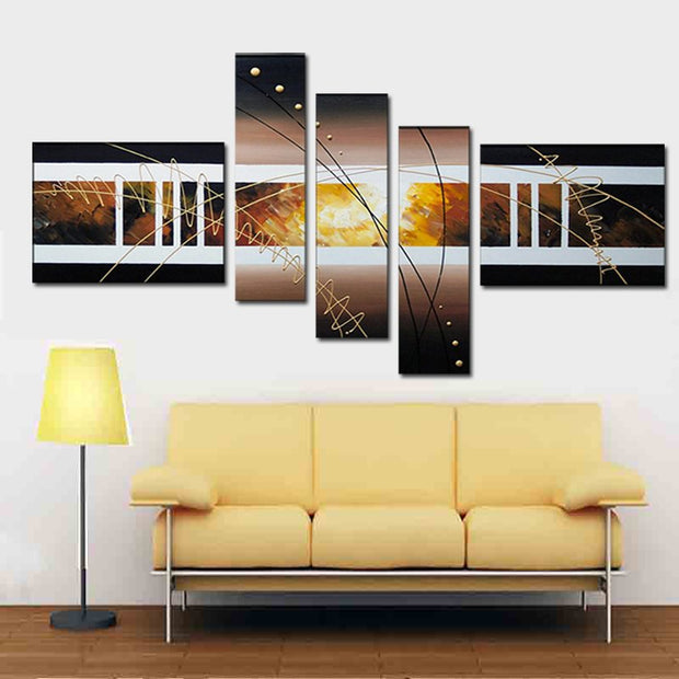 Quadro Dipinto a Mano Olio su Tela Astratto a 5 Pannelli N20