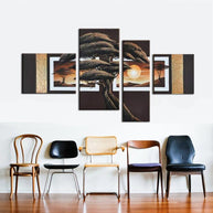 Quadro Dipinto a Mano Olio su Tela Paesaggistico a 4 Pannelli N 29